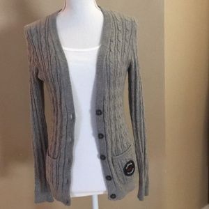 Hollister Cable Knit Gray Sweater Sz Med